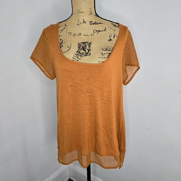 Lucky Brand Slouchy Semi Sheer T-shirt Orange - Picture 10 of 10